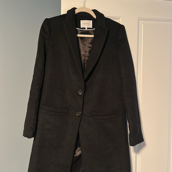 Emerson Fry tailored wool cashmere coat. Black. Size 2. - Picture 3 of 4